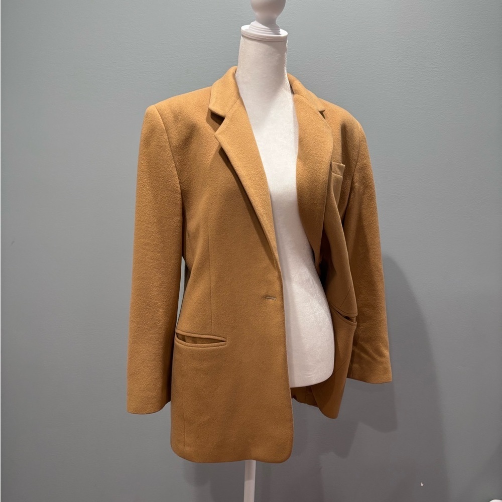 Vintage Lands’ End Camel Wool Cashmere Blazer Petite 6 USA Classic Coat